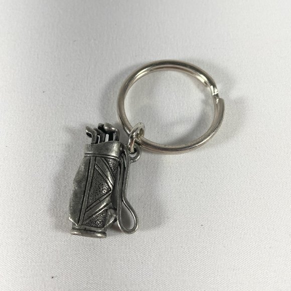Vintage US Made Highly Detailed PEWTER Charm/Key Holder Golf Bag With Golf Clubs - Picture 3 of 6